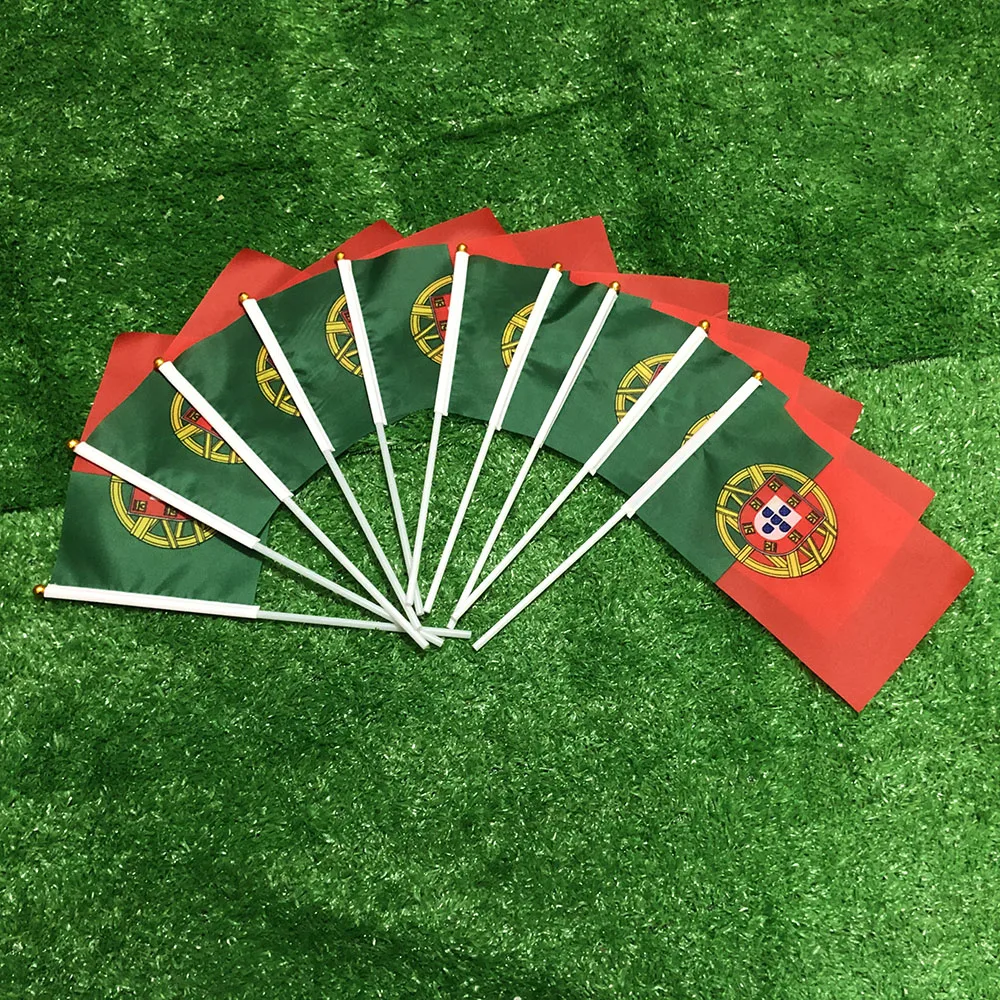 

SKY FLAG Portugal hand flag 14x21cm 100pcs polyester double side penetration Portugal Portuguese hand Flag for decoration