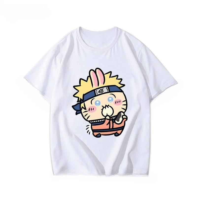 Chiikawa Niedliches Cartoon-Grafik-T-Shirt, Sommer Unisex Lässiges, lockeres Kurzarm-Oberteil im Anime-Stil für den Alltag – Detail 16