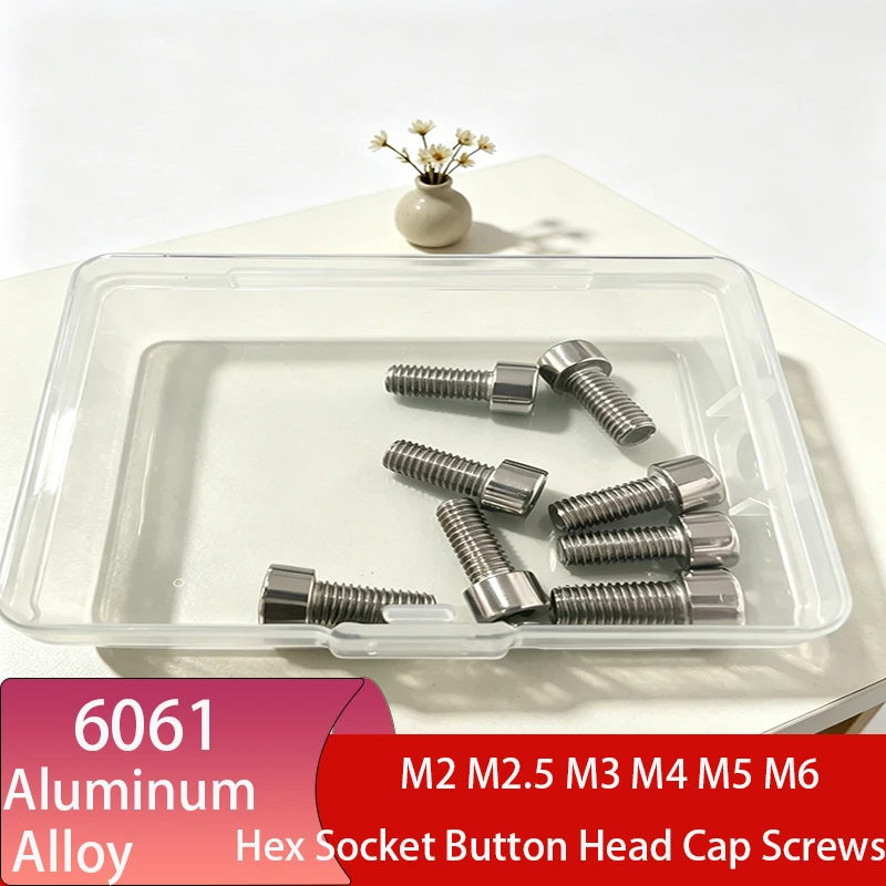 6061 Aluminum Alloy Hex Socket Button Head Cap Screws M2 M2.5 M3 M4 M5 M6 Allen Cup Head Bolt Fasteners Length 4/5/6/8/10-60mm
