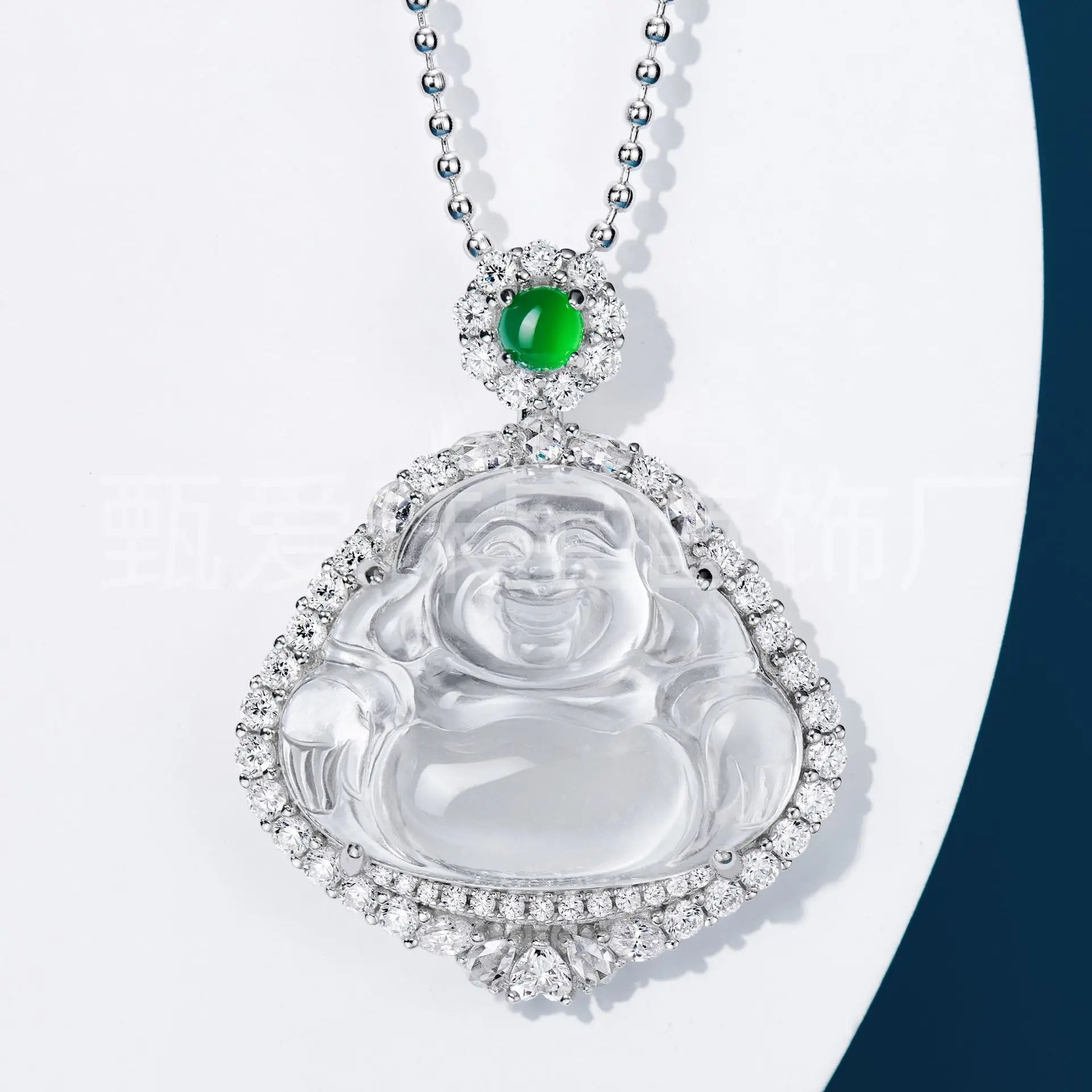 Factory Direct Sales 925 Silver Inlaid Green Top Bead Water Foam Jade Buddha New Chinese Ice Jade Pendant Jewelry Wholesale