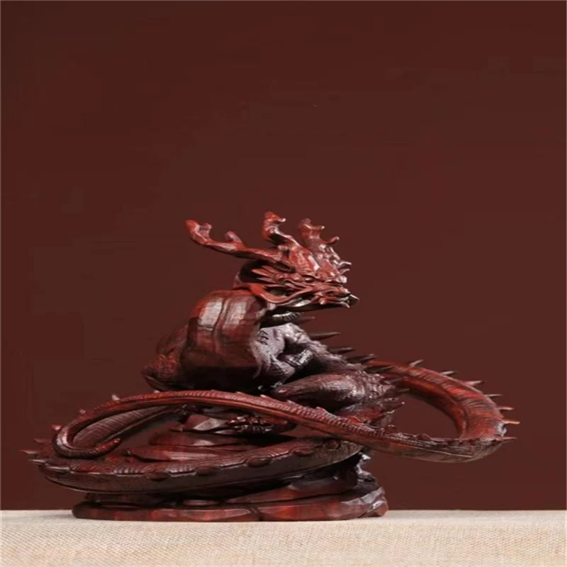 Solid wood crafts, carved dragon decorations, home and office feng shui decorations, auspicious decorations, gifts