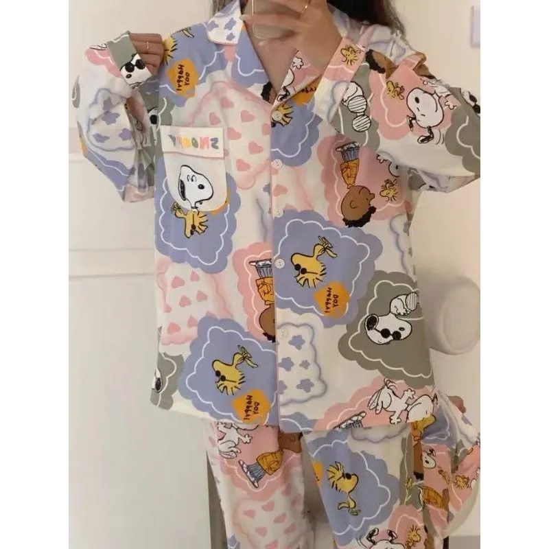 Novo amendoim snoopy bidimensional anime periféricos personalidade criativa impressão dos desenhos animados estudante loungewear manga longa conjunto presente