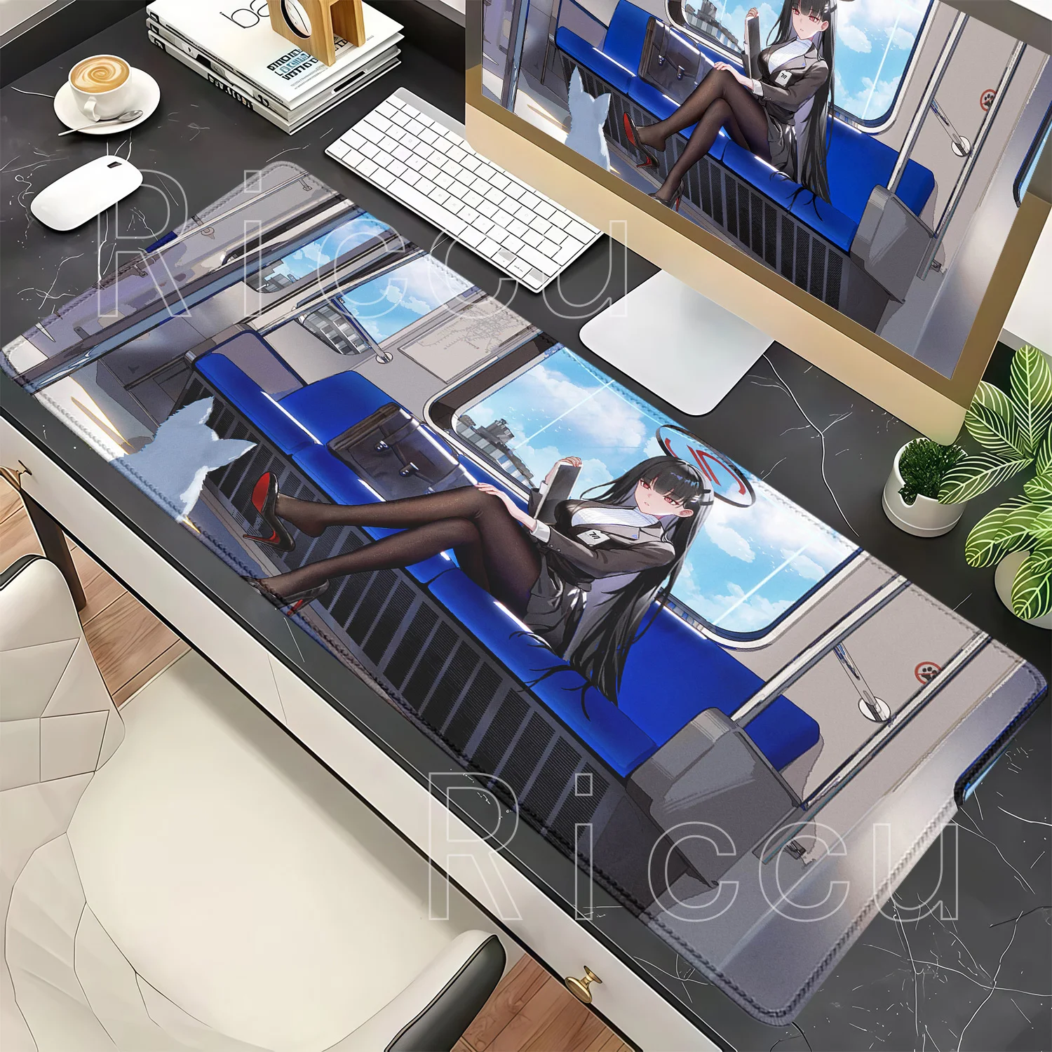 Larger Mouse Pad Gaming Blue Archive Tsukatsuki Rio HD Printing PC Overlock Mousepad Offices Keyboard Non-slip Base XXL Desk Mat