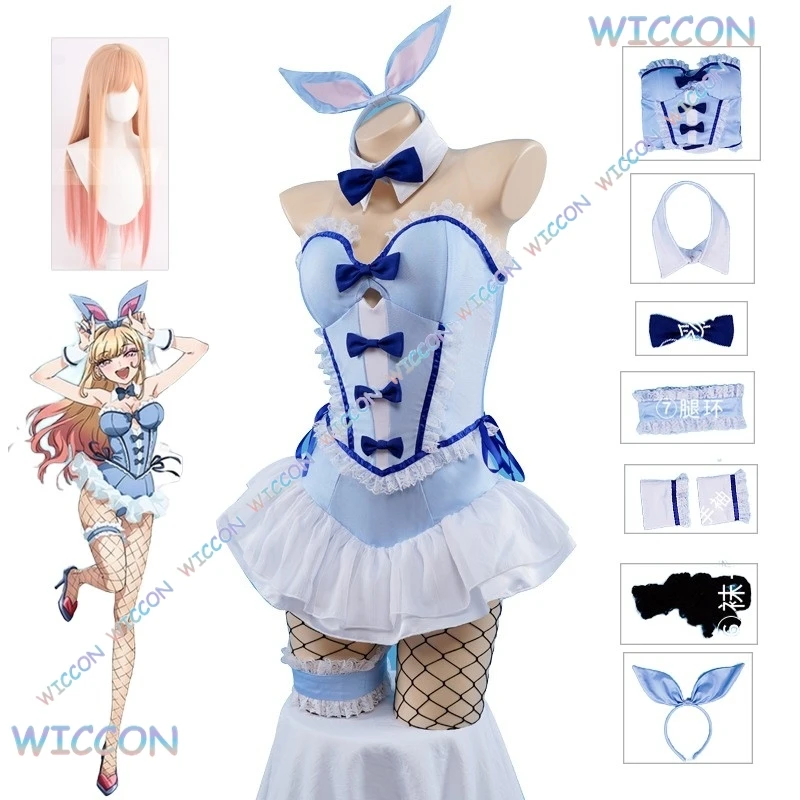 

Belg/Аниме MyDressUp Darling Kitagawa Marin Косплей Синий Банни Мари Китагава Парик Bunny Ear Косплей Костюм Женщины Хэллоуин Con