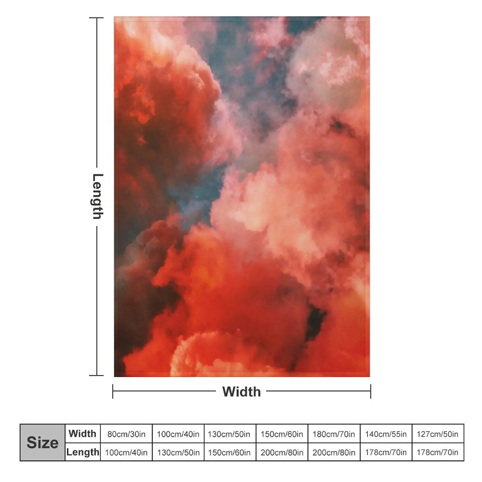 Red Sky At Night - Smoky, Cloudy, Red Abstract Throw Blanket Luxury Designer Bed linens Blankets