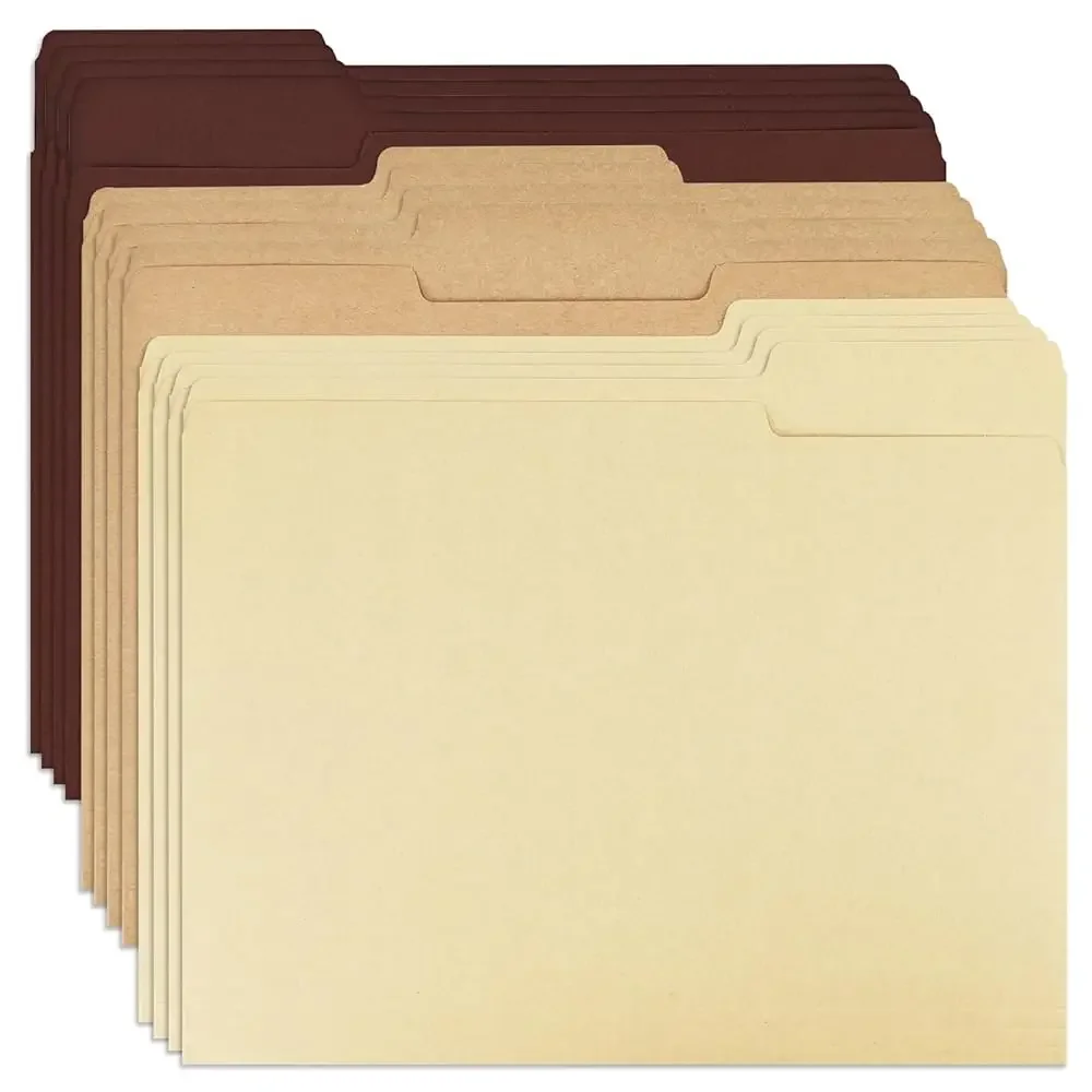 

12 Pcs Brown File Folders Letter Size Colored Manilla File Folders with 1/3-cut Tabs Decorative File Pockets for Office Schoo