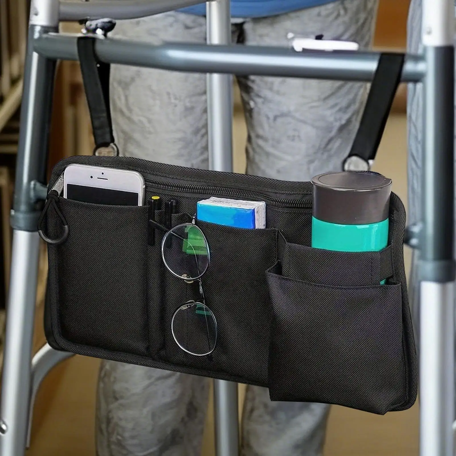 Wheelchair Side Storage Bag Oxford Cloth Durable Lightweight For Armrest Organizer Hanging Bag Walker Stroller Accessories