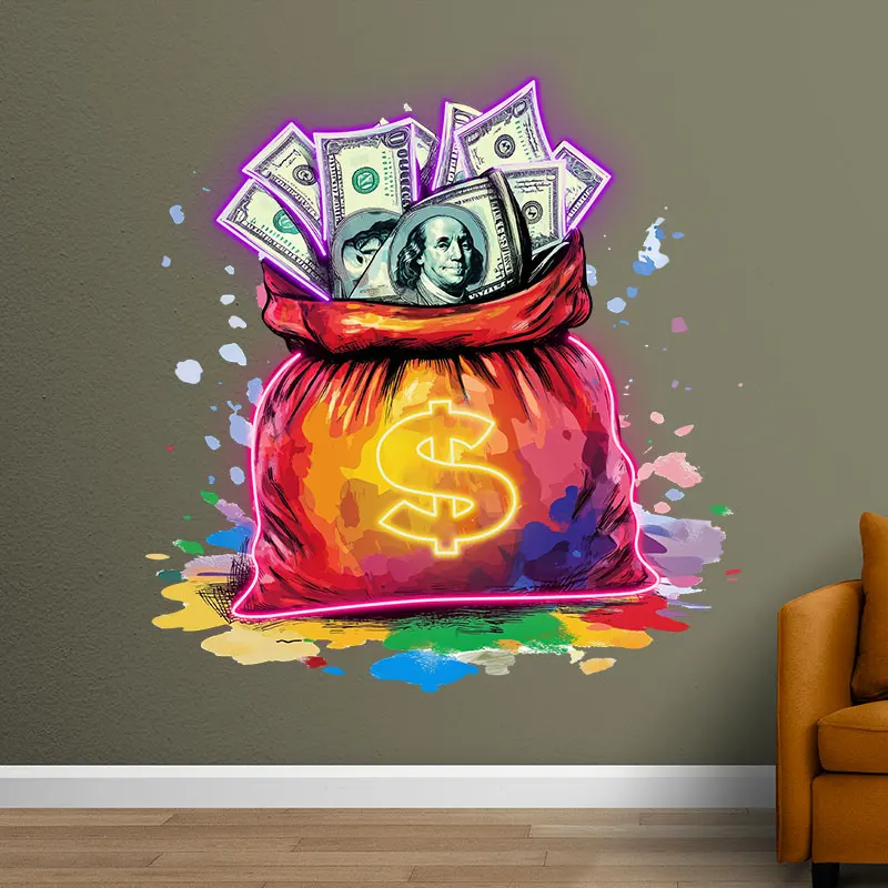 Bag Full Of Money Neon Sign, Creative Wall Hanging Neon Light, Wall Art Decor Light