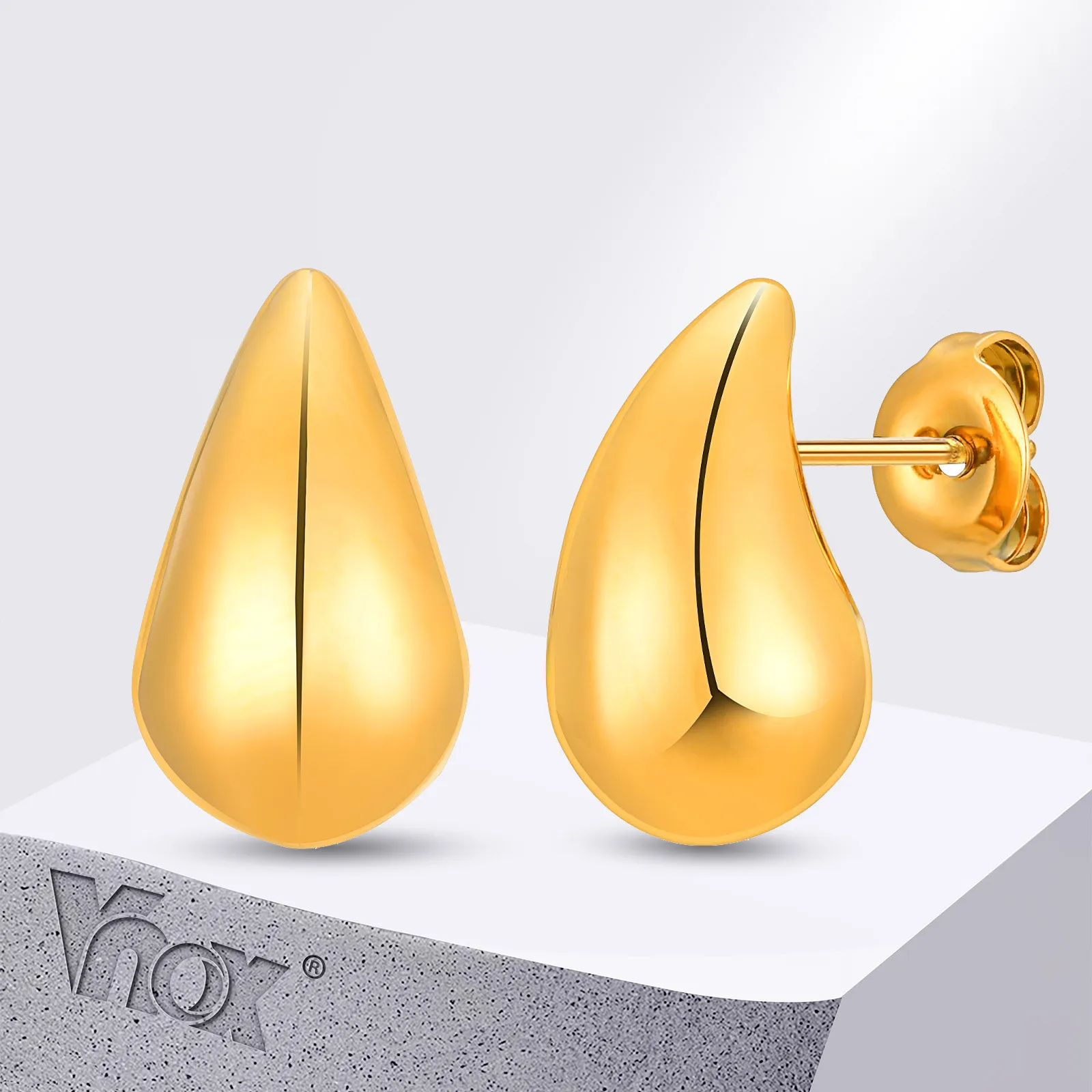 

Vnox Water Drop Earrings Trendy Women's Jewelry,Stainless Steel Glossy Teardrop Stud Earrings,Personality Gifts For Girls