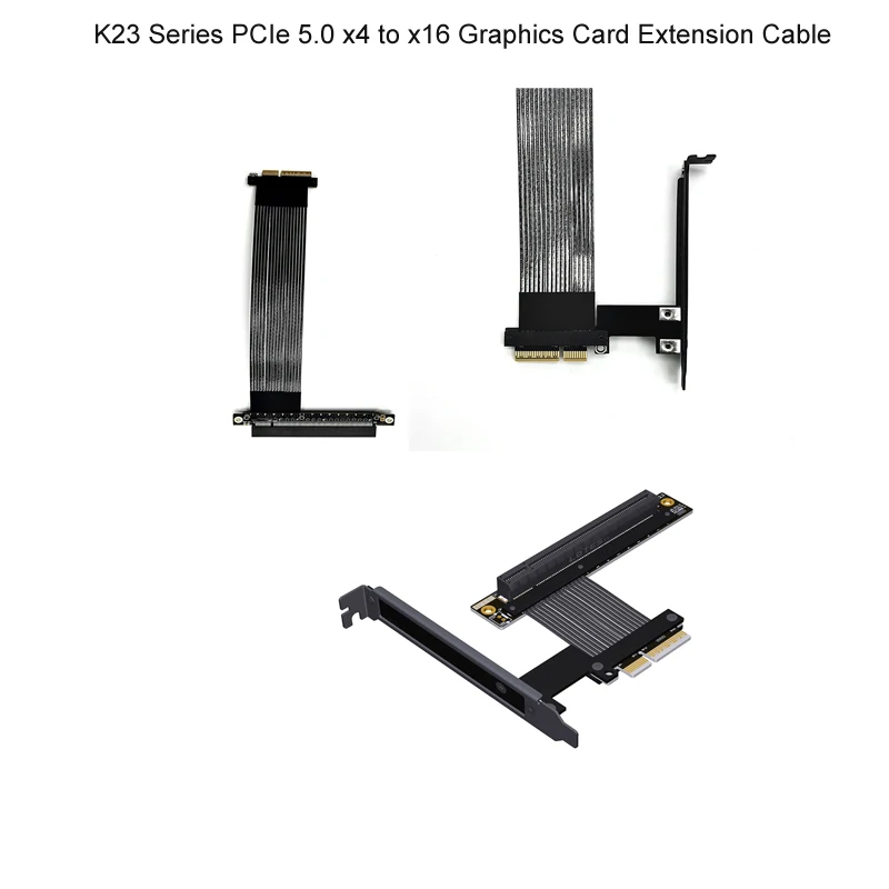 

PCIe5.0 x4 to x16 High-Speed Graphics Card Extension Cable with Bracket PCI-E 5.0 Gen5 128Gbps (Max.) 1U Extended Adapter Cable