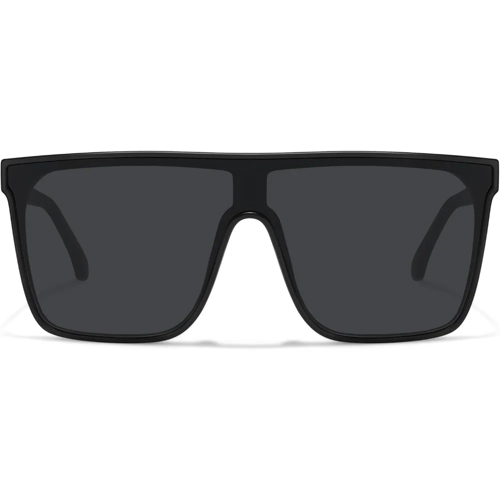 

Trendy Square Oversized Sunglasses for Women Men Retro Flat Top Shield Sun Glasses UV Protection Once Piece Lens