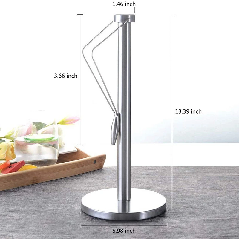 High-end Paper Towel Holder Stand with Base for Kitchen,Stainless Steel Paper Towel Dispenser,Prevent Paper Rolls From Falling