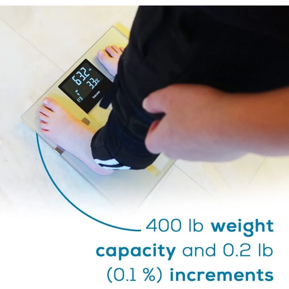 Balança digital inteligente para análise corporal abrangente, IMC, rastreamento de calorias e conectividade de aplicativos