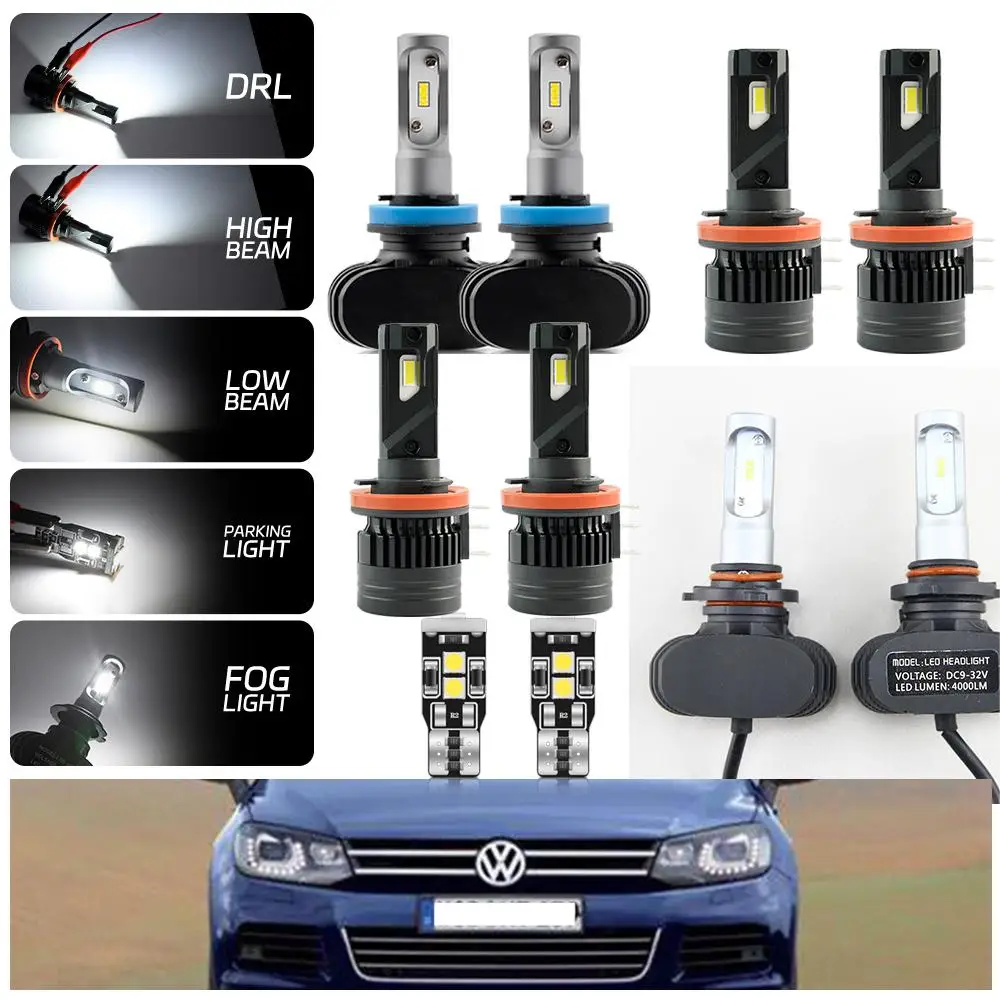 LED Headlight Bulbs upgrade Kit Bright White For VW TOUAREG (7P5, 7P6) 2010-2018 Low beam,High beam,Fog lamp,DRL,Parking Light