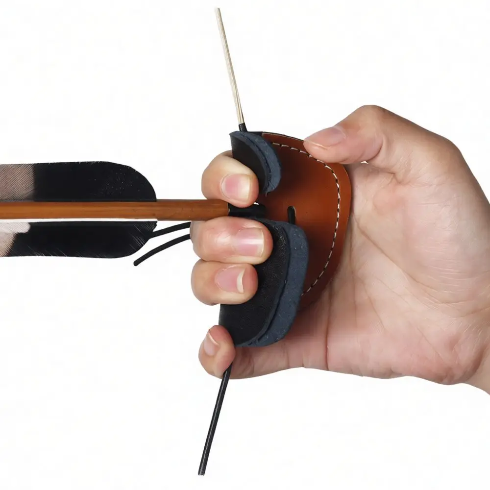 Durable Cowhide Finger Tab For Archery Hunting Adjustable Leather Shooting Protector Professional Hand Guard