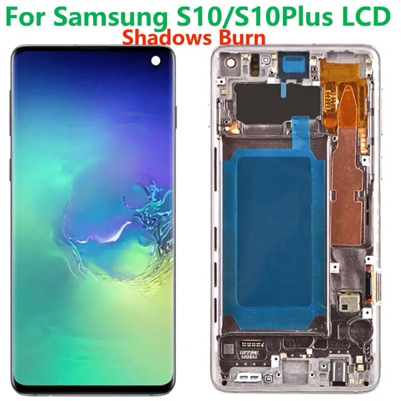 Original S10 Plus LCD For Samsung Galaxy S10 G973F LCD Display With Frame S10 SM-G975F/DS G975A Touch Screen Has Shadows Burn