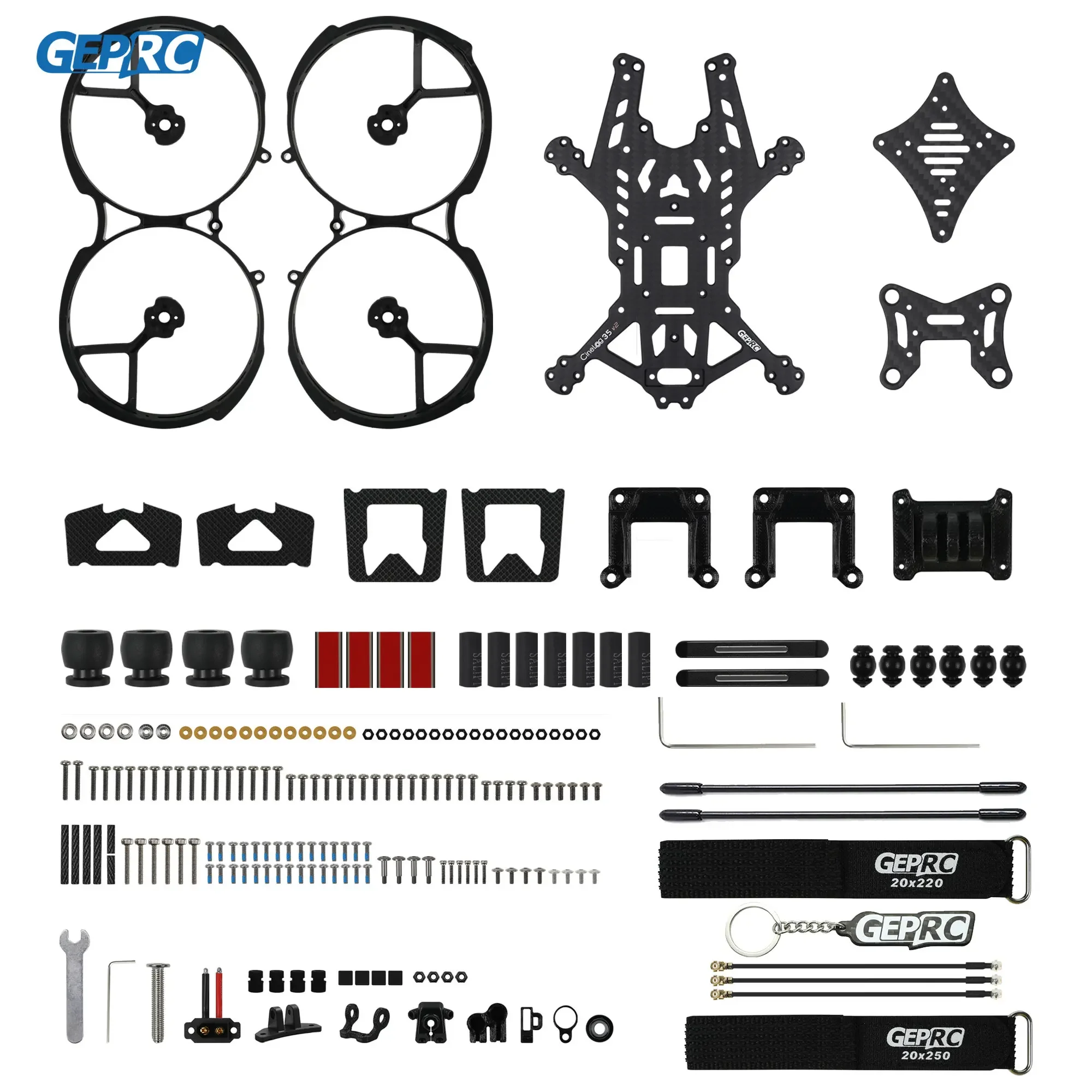مجموعات إطار GEPRC مناسبة للطائرة بدون طيار CineLog35 V2 ، ألياف الكربون ، تحكم عن بعد ، مروحية رباعية FPV ، قطع غيار الطائرات بدون طيار ،