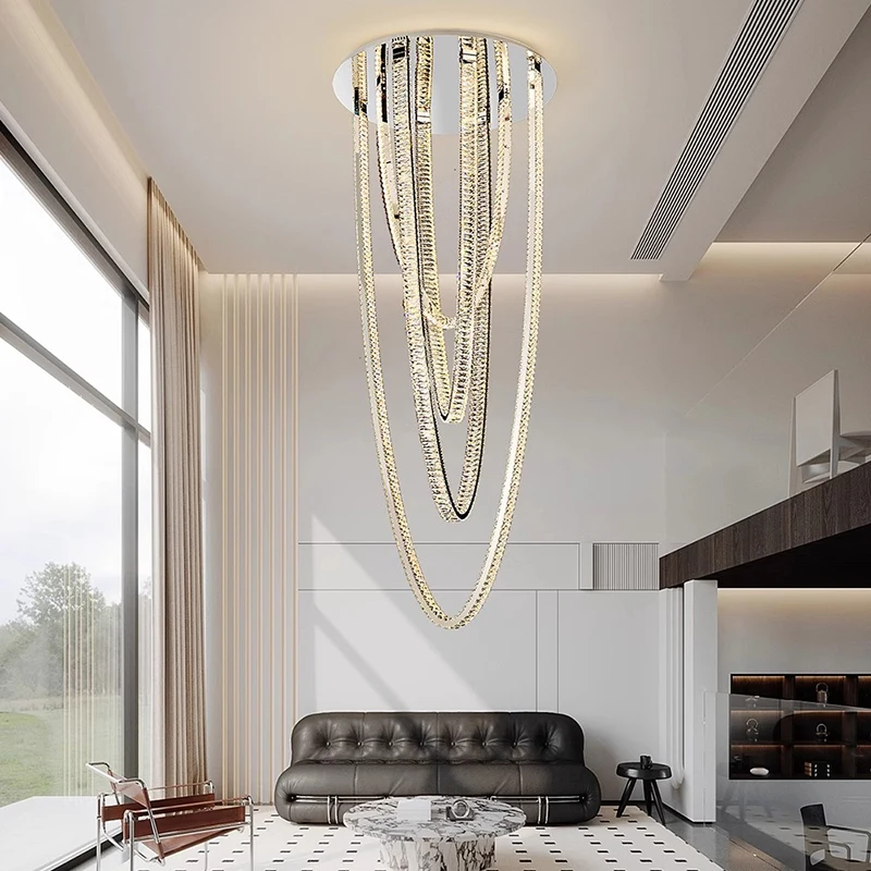Modern Home Decoration Crystal Chandelier, Stair Pendant Lamp, Living Room Pendant Lights, Interior Lighting