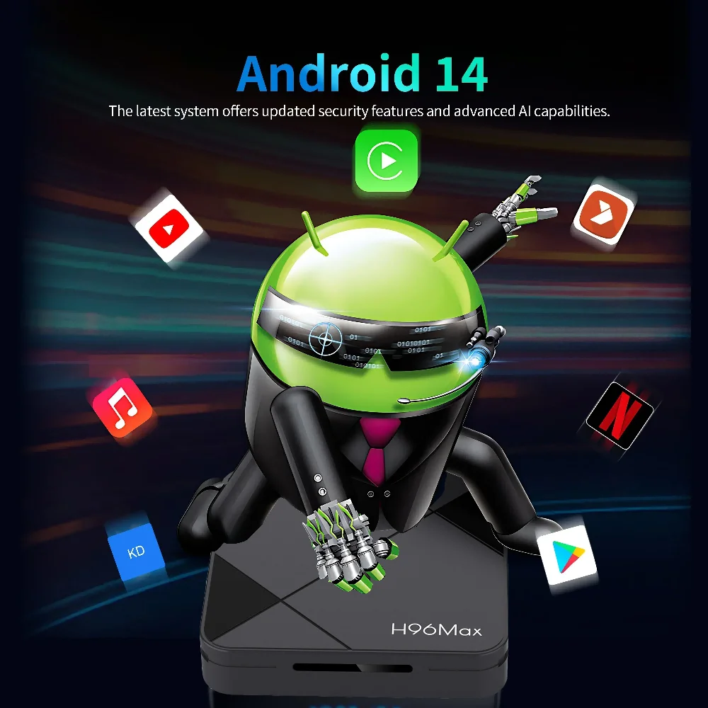 H96 MAX Smart TV Box Android 14.0 CPU RK3518 Wifi6 Google Assistant Streaming Media Player Mouse Assist Feature Voice TV BOX