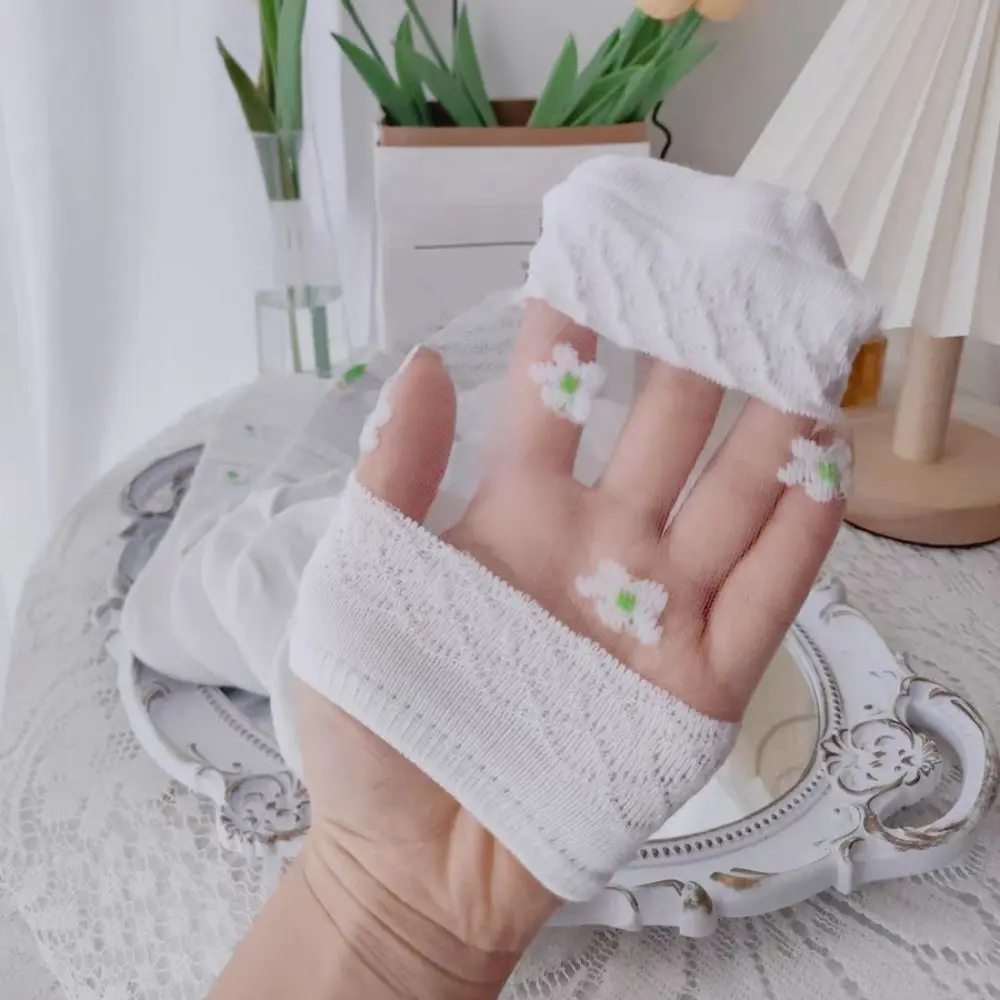 10 쌍 양말 꽃 유리 실크 보트 양말 얇은 달콤한 꽃 보이지 않는 양말 유리 실크 통기성 메쉬 짧은 양말 여름