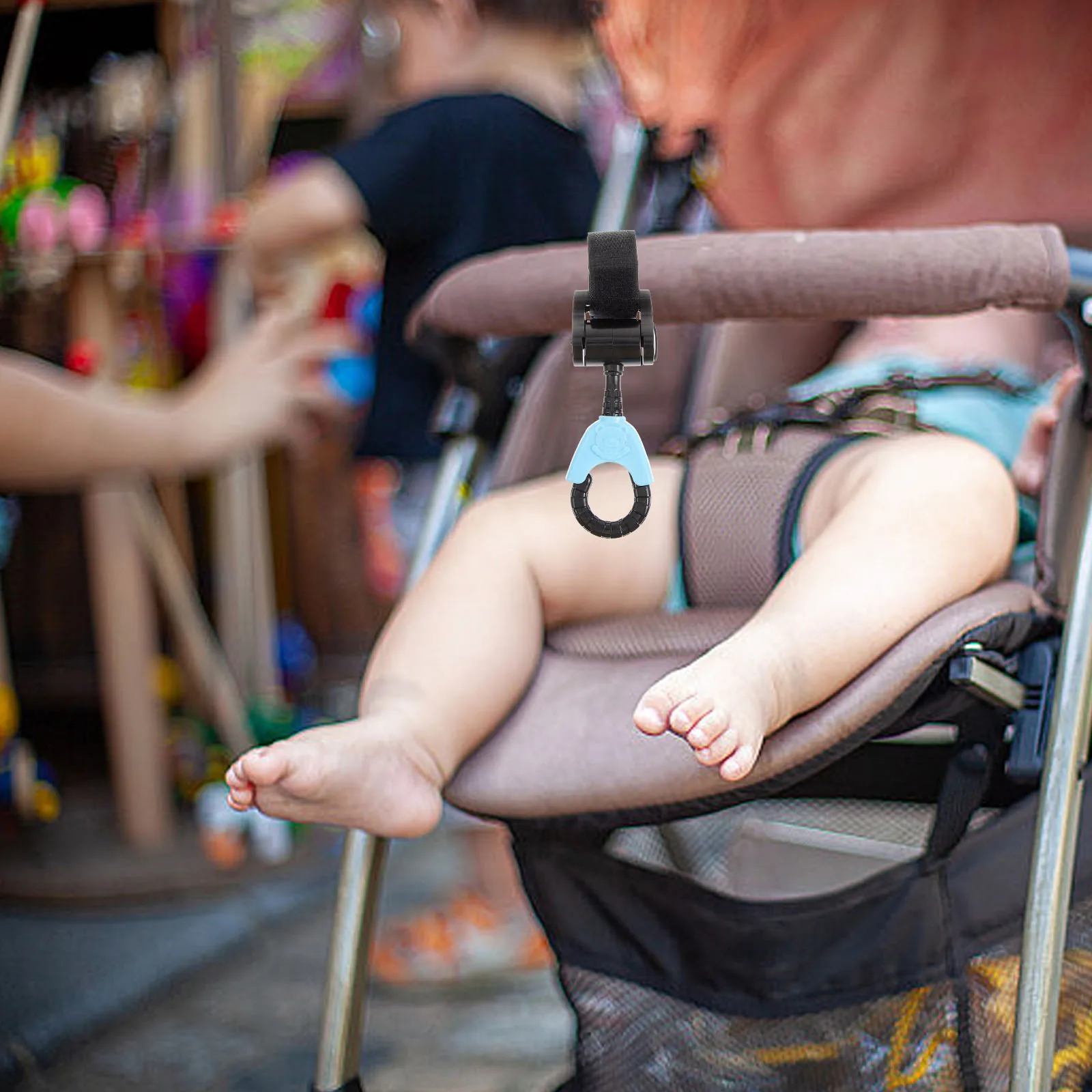 

2 Pcs Baby Stroller Hooks Universal Rotating Blue for Diaper Shopping Hanging Accessories Stroller Hook