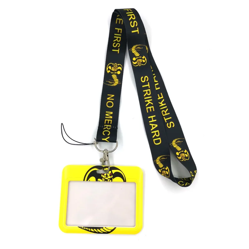 Snake Cobra Kai Anime Lanyard Badge Holder ID Card Lanyards Mobile Phone Rope Keys Lanyards Neck Straps Keychain Key Ring