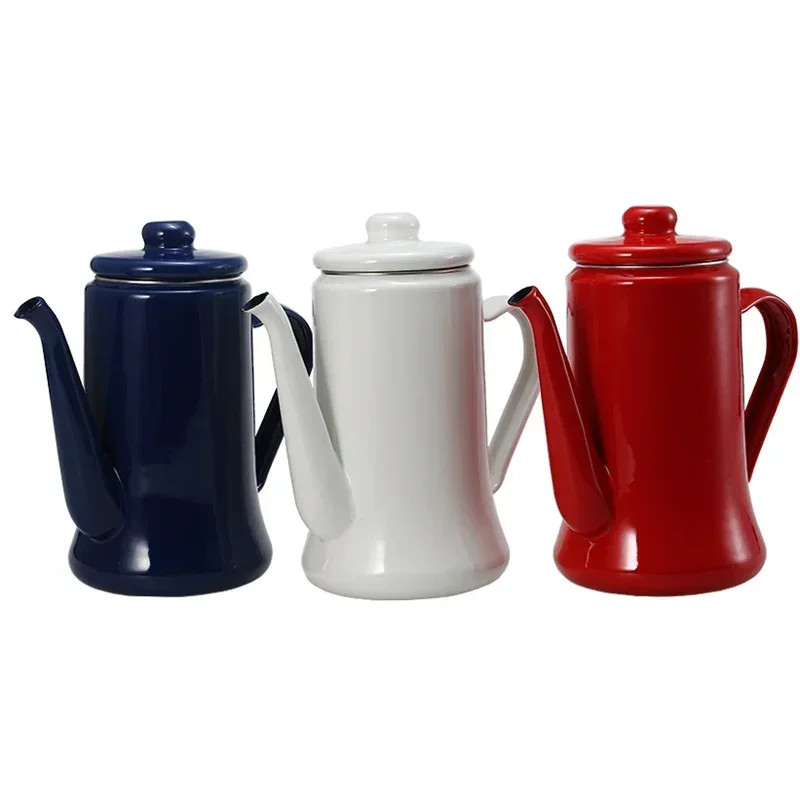 Enamel coffee Port hand tea teat oil guide couker gas stove, universal red White blue electric teeplate,