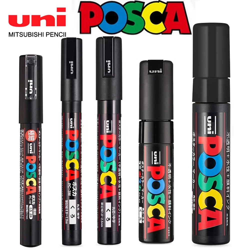 5pcs Japan UNI Posca Marker Pens Mixing Paint Pen PC-1M/3M/5M/8K/17K Painting POP Poster Advertising Pen Art Stationery