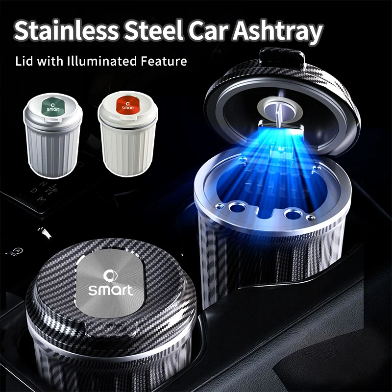 Car Cigarette Ashtray Cup Holder Cigar Ash Tray Container Storage For Smart Fortwo 451 450 453 Forfour EQ Cabrio Crossblade