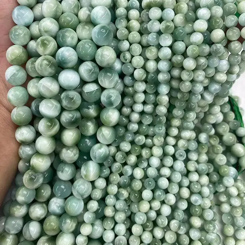 6-8-10-12mm Natural green Larimar stone Round Loose Beads For Jewelry Making DIY Bracelets Necklace 15