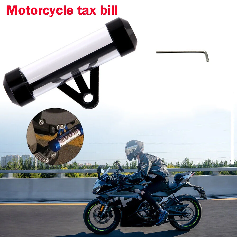 

Universal Motorcycle Tube Tax Disc Cylindrical Holder Frame Real with Screwdriver Kit 11x2.6cm Fits Motorbike Scooter Waterproof