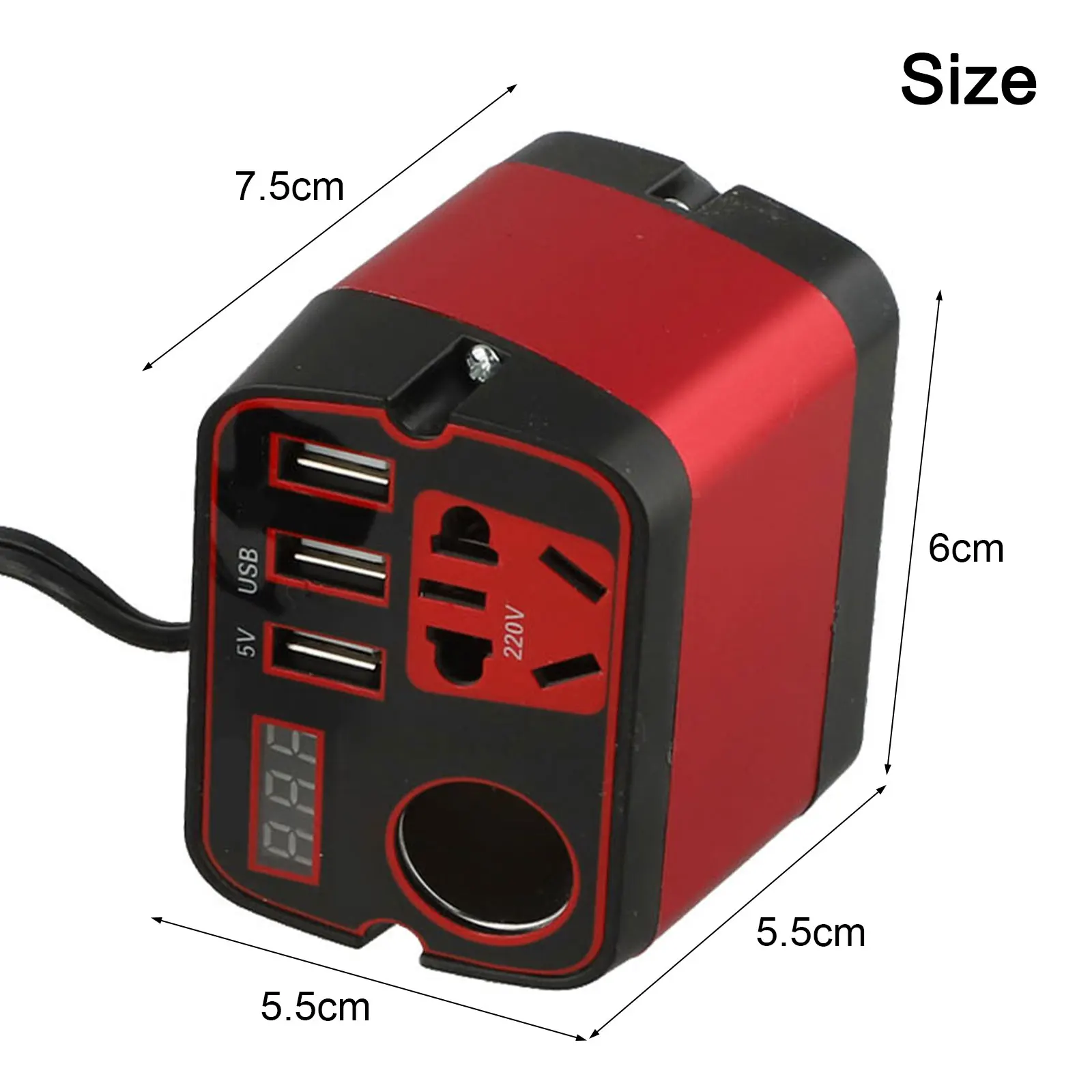 On-the-go Power Solution Black Red DC To AC Adapter Auto Inverter Built-in Protection Features 500W Peak Power