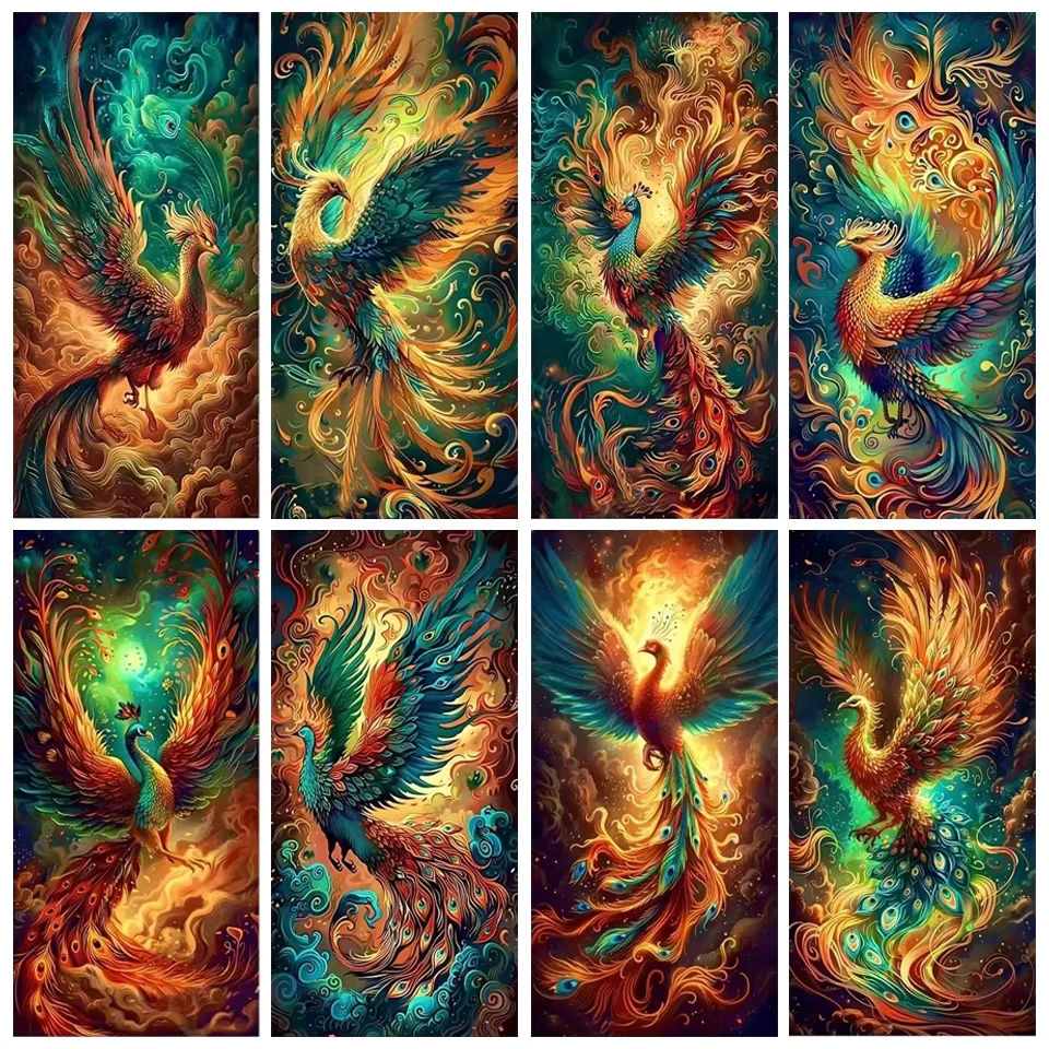 Chinoiserie Fantasy Animal Large Diamond Painting Colorful Phoenix Cross Stitch Embroidery Kit 5D Diy Diamond Mosaic Home Decor