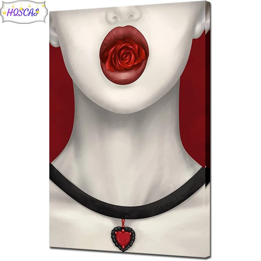 3D rose, sexy red lips full round square Diamond Painting Art Diamond Picture Mosaic stitch cross Gift Home Wall Decoration gift