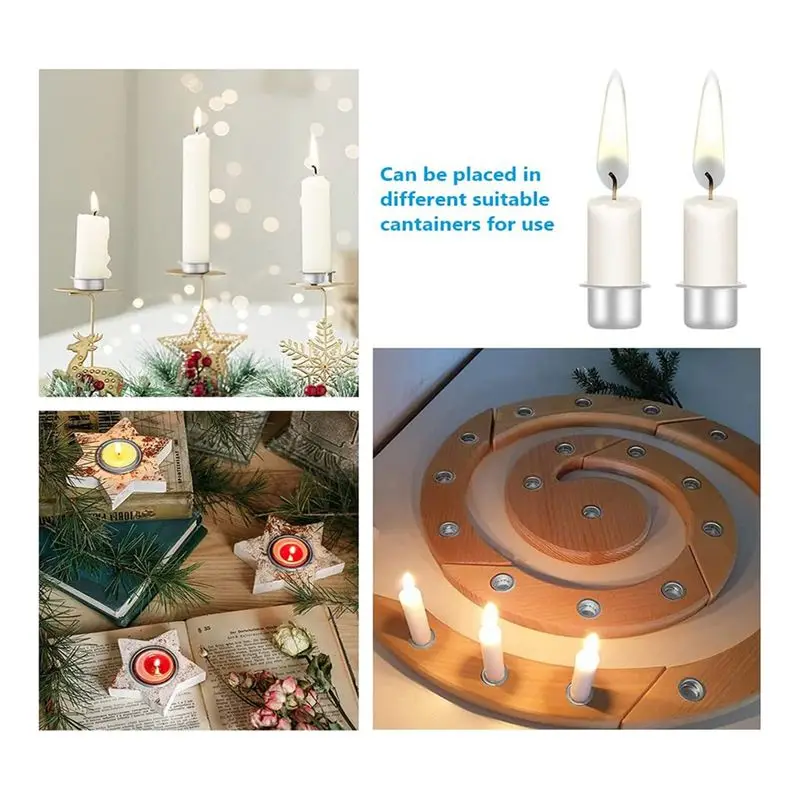 A32I 20PCS Metal Small Candle Holders, Tea Lights, Silver Candle Insert Table Candles, Candle Holder for Tree Candles