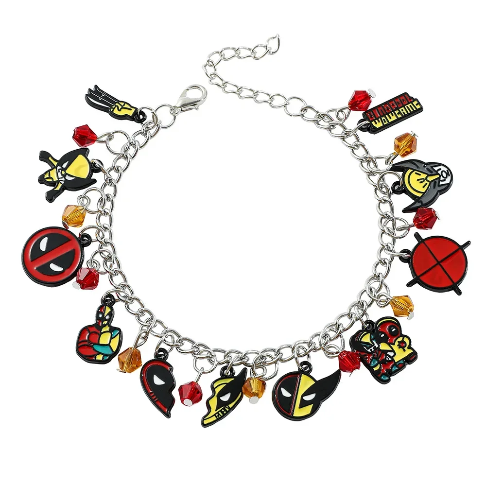 

2024 Movies Deadpool and Wolverine Bracelet Superhero Enamel Charm Pendant Bangles Trendy Women Hand Chain Accessories Gifts