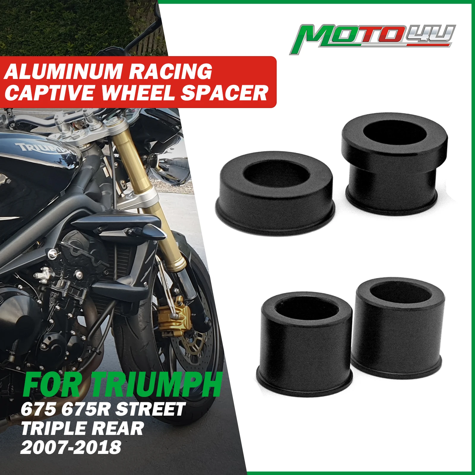 

4PCS Aluminium Motorcycle Racing Wheel Spacer Kit For TRIUMPH 675 675R STREET TRIPLE REAR 2007-2018