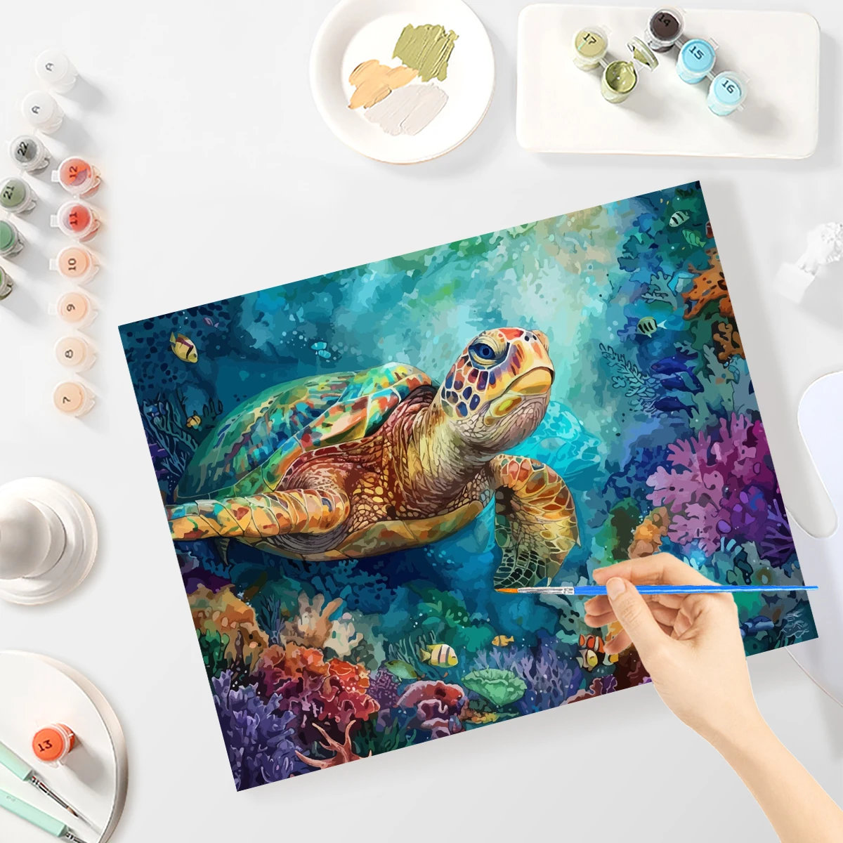 RUOPOTY Turtle Painting By Numbers regalo fai da te animali disegno fatto a mano da colorare con i numeri numeri di vernice acrilica decorazioni per