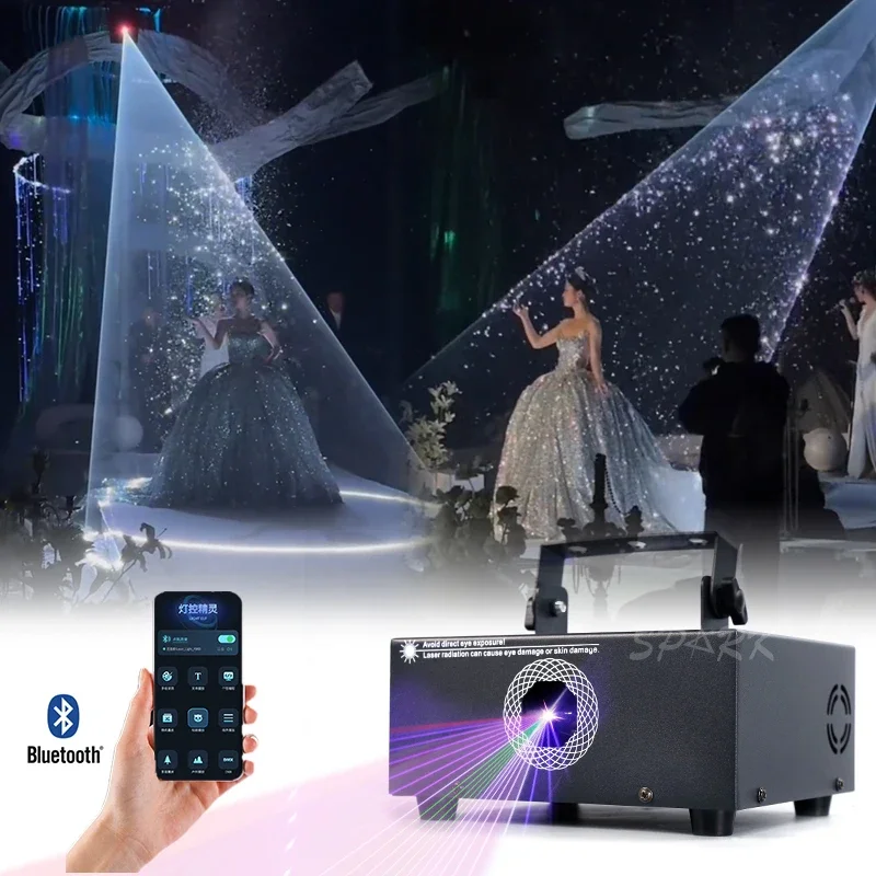 1W-30W Bluetooth APP-Controlled RGB Light - Mini Stage Full Color 3D Animation Wedding Light