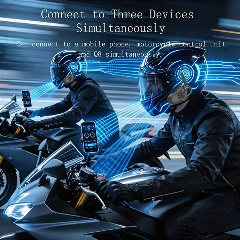 ABDE-Headset For 24 Riders Motorcycle Helmet Headset Qualcomm Mesh Intercom Remote Walkie Talkie Interphone