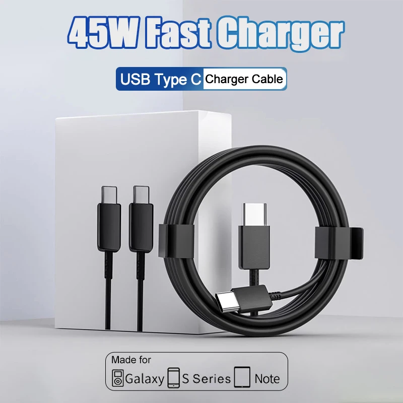 

USB Type C Cable PD 45W Super Fast Charging For Samsung Galaxy S20 S21 S22 S23 Ultra Plus Dual Type C Fast Charger Cord
