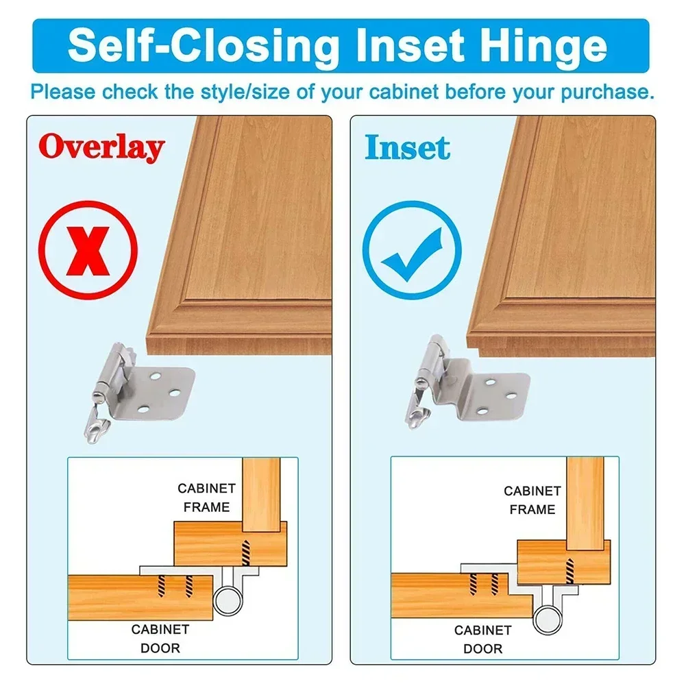 2x  Kitchen Cabinet Hinges Self Closing Hydraulic Buffer Hinges Face Mount 3/8 Inset Door Spring Hinge Furniture Hardware NEW