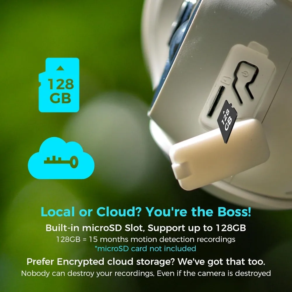 2K Solar Security Camera Wireless Outdoor with Two-Way Audio, Motion Detection, 360° View, Color Night Vision