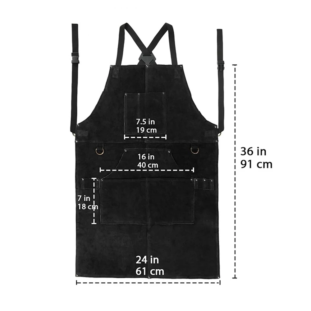 

Workshop Safety Heat Resistant Apron Crossbody Welding Apron Pressure Relieving Strap Versatile Workplace Safety