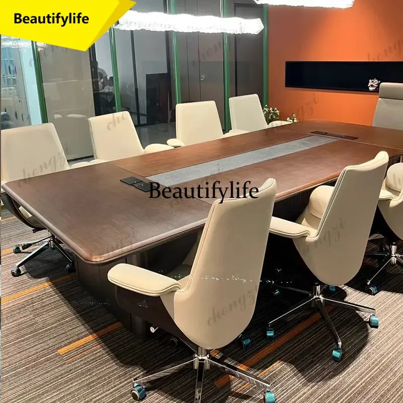 M9344 Brown Executive Desk Designer Wooden Leg Support Large Drawers Office Desks Modern Luxury Mesa De Escritorio