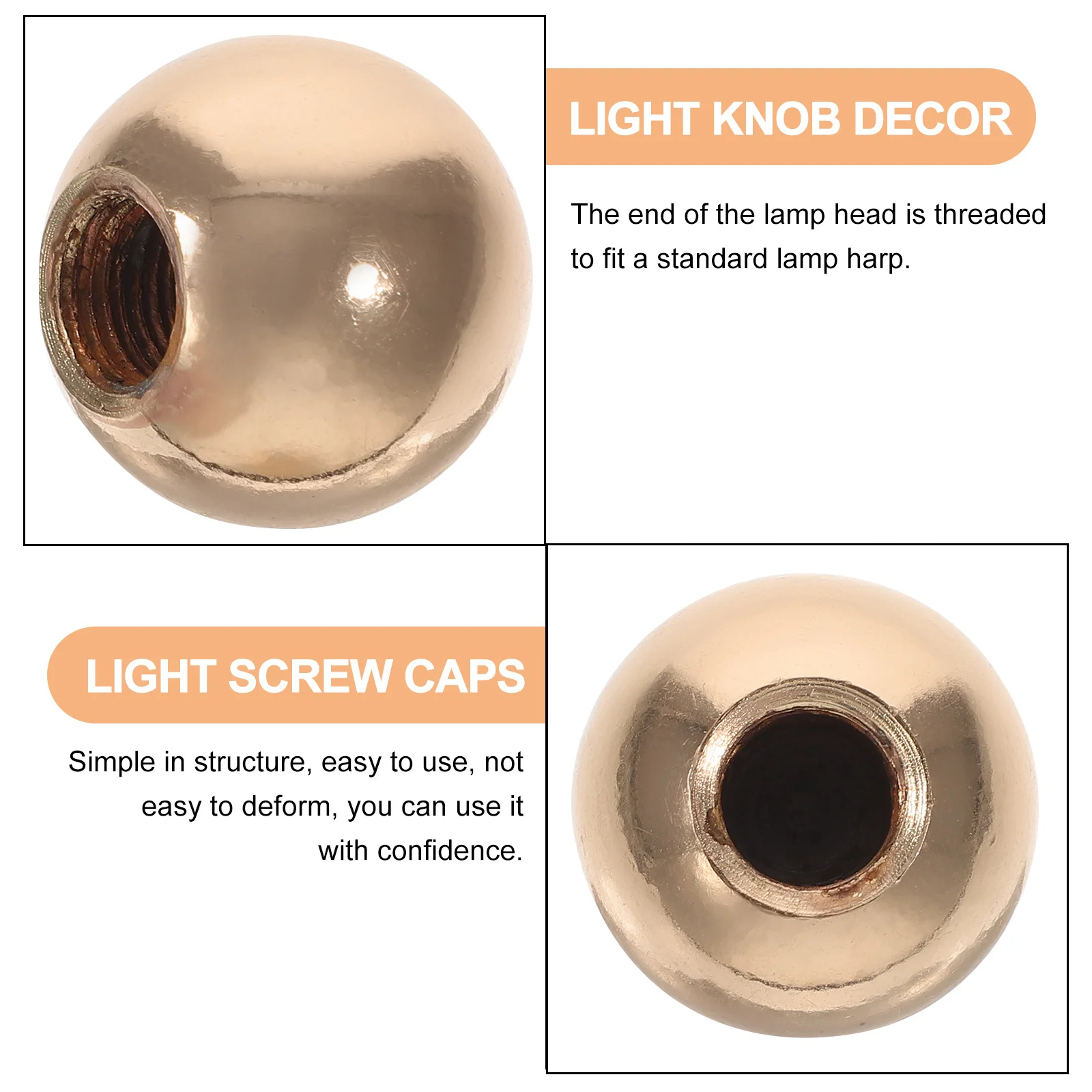 

6Pcs Lamp Finial Caps Tapped Metal Light Knob Decor for Lamp Shade Holder Harp Topper Replacement Parts Easy Install