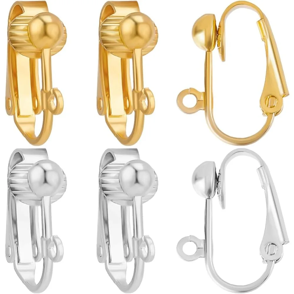 

36Pcs 18K Gold Plated 925 Sterling Silver Clip Earring Connectors Interchangeable None Pierced Clip On Earring making kit
