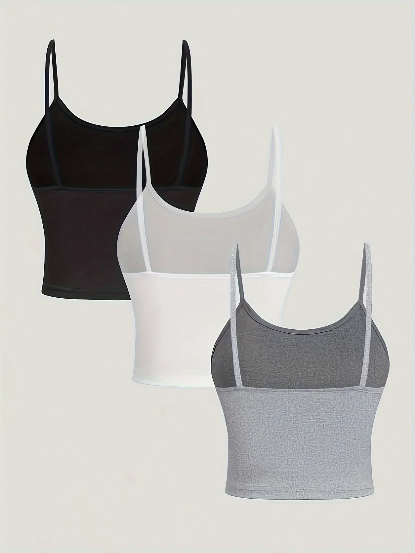 المرأة ضئيلة عارية الظهر حزام السباغيتي أعلى ، بلون كامي الأعلى ، الملابس تنوعا ، الصيف ، 3 حزمة