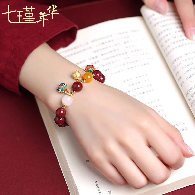 Natural Purple-Gold Sand Single-Loop Bracelet with Golden-Clawed, Unisex, Attracts Talent and Good Fortune