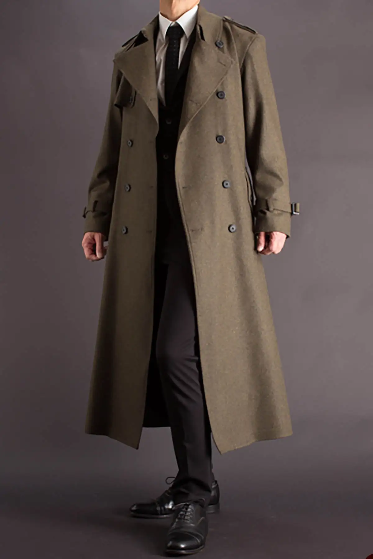 

Modern Vintage Men Over Jacket England Style Overcoat Double Breasted Winter Blazer Business Formal Suit Customized